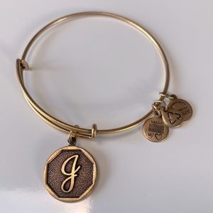 Alex & Ani "J" Initial Expandable Wire Bangle Bracelet, 2.5"